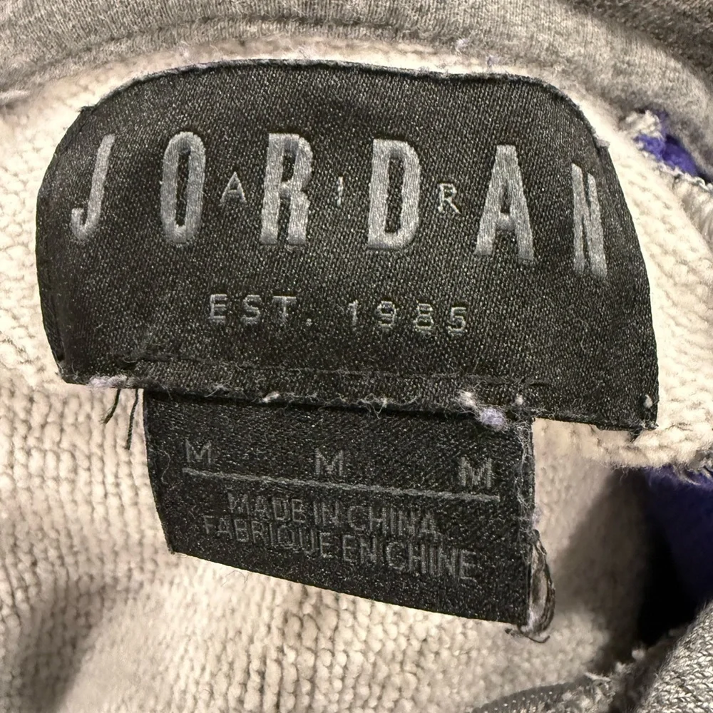 Air Jordan Vintage Purple and Gray ‘95/‘96 Stats Hoodie Sporty Cozy Athleisure